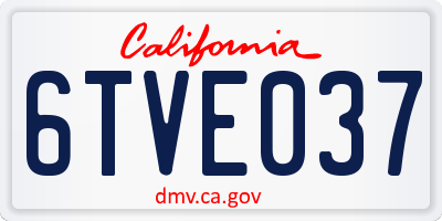 CA license plate 6TVE037