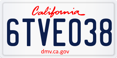 CA license plate 6TVE038