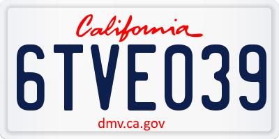 CA license plate 6TVE039