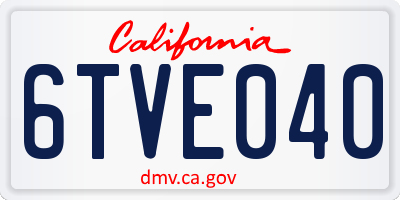 CA license plate 6TVE040