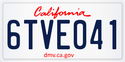 CA license plate 6TVE041