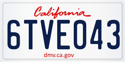 CA license plate 6TVE043