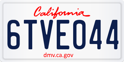 CA license plate 6TVE044