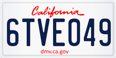 CA license plate 6TVE049