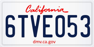 CA license plate 6TVE053