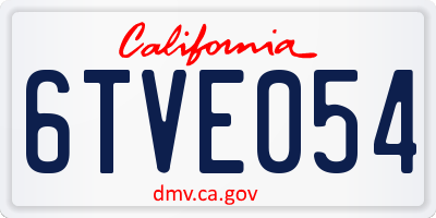 CA license plate 6TVE054