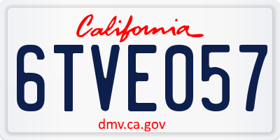 CA license plate 6TVE057