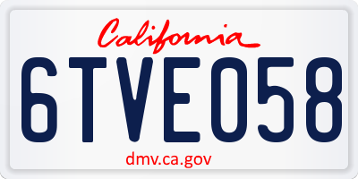 CA license plate 6TVE058