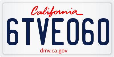 CA license plate 6TVE060