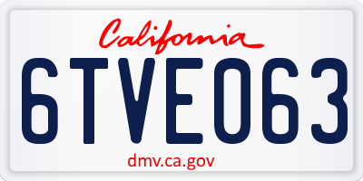 CA license plate 6TVE063