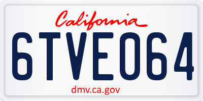 CA license plate 6TVE064