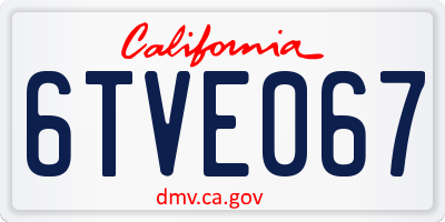 CA license plate 6TVE067