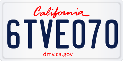 CA license plate 6TVE070