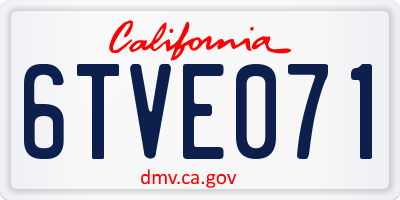 CA license plate 6TVE071