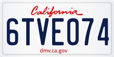 CA license plate 6TVE074