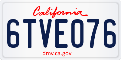 CA license plate 6TVE076