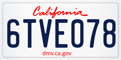 CA license plate 6TVE078