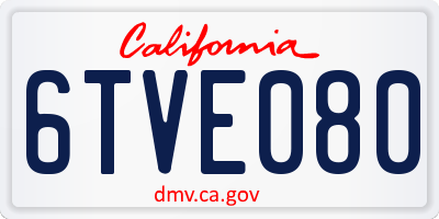 CA license plate 6TVE080