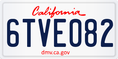 CA license plate 6TVE082