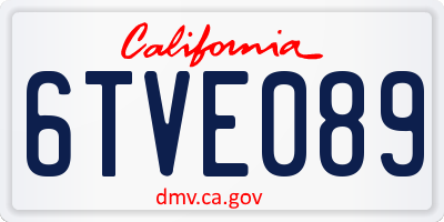 CA license plate 6TVE089