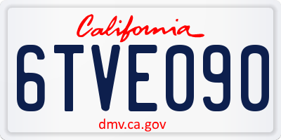 CA license plate 6TVE090