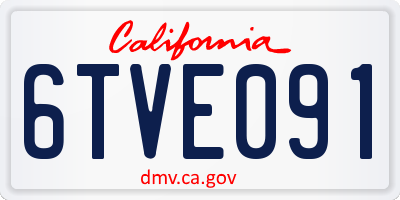 CA license plate 6TVE091