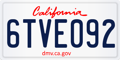 CA license plate 6TVE092