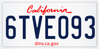 CA license plate 6TVE093