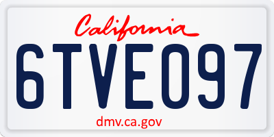 CA license plate 6TVE097