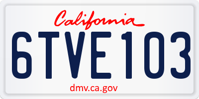 CA license plate 6TVE103