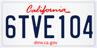 CA license plate 6TVE104