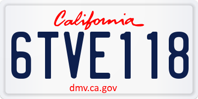 CA license plate 6TVE118