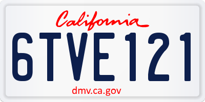 CA license plate 6TVE121