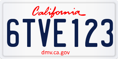 CA license plate 6TVE123