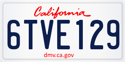 CA license plate 6TVE129