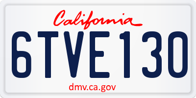 CA license plate 6TVE130