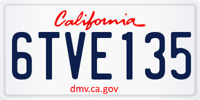 CA license plate 6TVE135