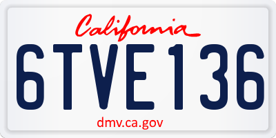 CA license plate 6TVE136