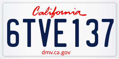 CA license plate 6TVE137