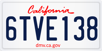 CA license plate 6TVE138