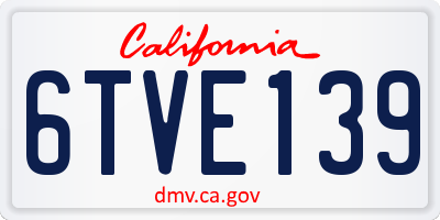 CA license plate 6TVE139