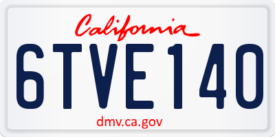 CA license plate 6TVE140