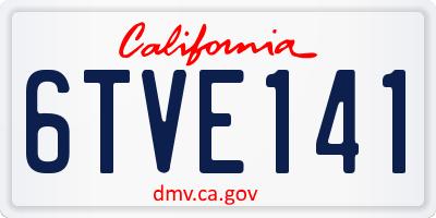 CA license plate 6TVE141