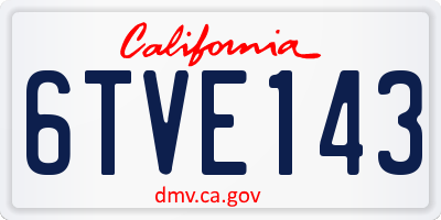 CA license plate 6TVE143