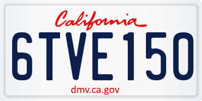 CA license plate 6TVE150