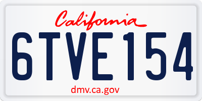 CA license plate 6TVE154