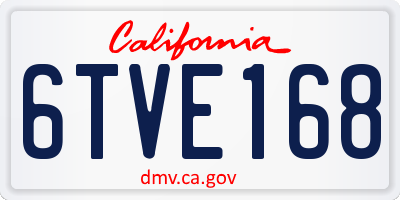 CA license plate 6TVE168