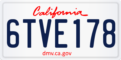 CA license plate 6TVE178