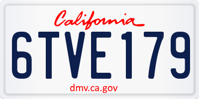 CA license plate 6TVE179