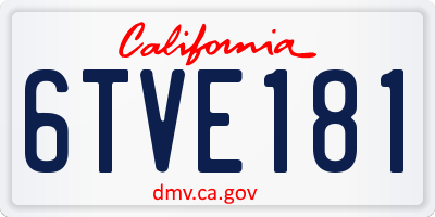 CA license plate 6TVE181